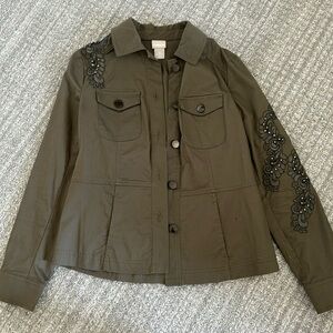 Chicos green jacket with embroidered details sz 00
